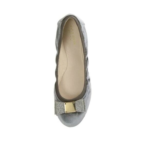 Cole Haan Tali Gray Velvet Glitter Bow Ballet Flats Size 8 - Picture 7 of 7